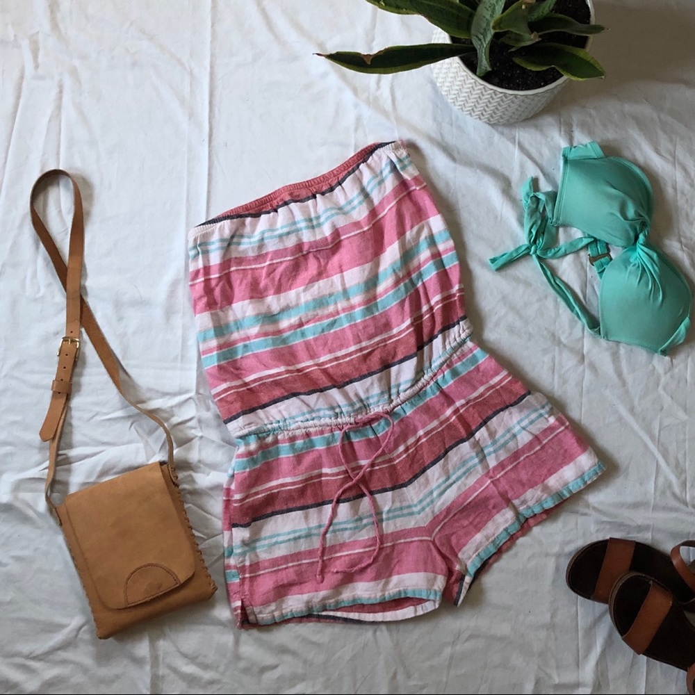 Sleeveless Cinch-waste Swim Coverup Romper